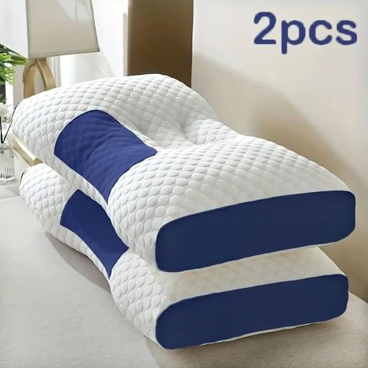 2pcs Massage Neck Pillows Adjustable Ergonomic Orthopedic Contour Support, High-Quality Pillow Core With Removable Zippered Cover, All-Season Sleeping Comfort, Neck And Shoulder Massager