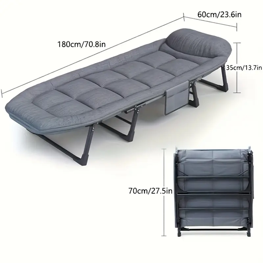 1pc American Folding Bed, Single Recliner Lunch Bed, Comfortable Ergonomic Folding Bed, Courtyard Concubine Folding Bed With Mattress